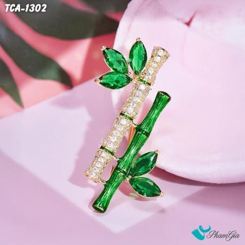 Ghim Cài Áo Song Tre Đính Đá Pha Lê Sang Trọng (TCA1302)
