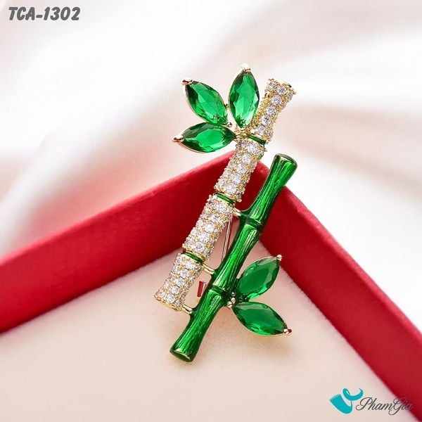 Ghim Cài Áo Song Tre Đính Đá Pha Lê Sang Trọng (TCA1302)
