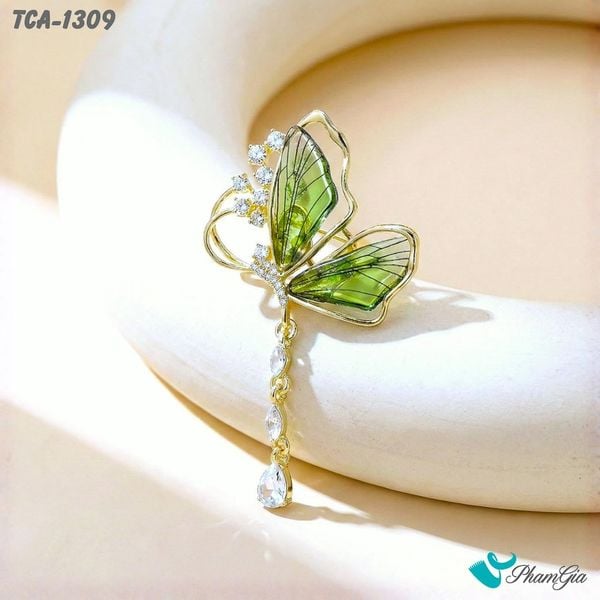 Ghim Cài Áo Cánh Bướm Đính Đá Thanh Lịch Màu Xanh (TCA1309)
