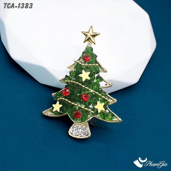 Ghim Cài Áo Cây Thông Noel Đính Đá Sắc Màu (TCA1383)
