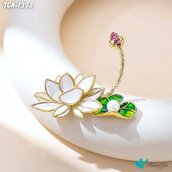Ghim Cài Áo Hoa Sen Cẩn Xà Cừ Tinh Tế (TCA1393)