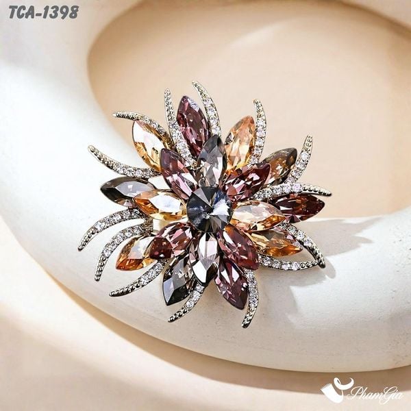 Ghim Cài Áo Hoa Đại Đóa Đính Đá Pha Lê Sắc Màu Huyền Bí (TCA1398)