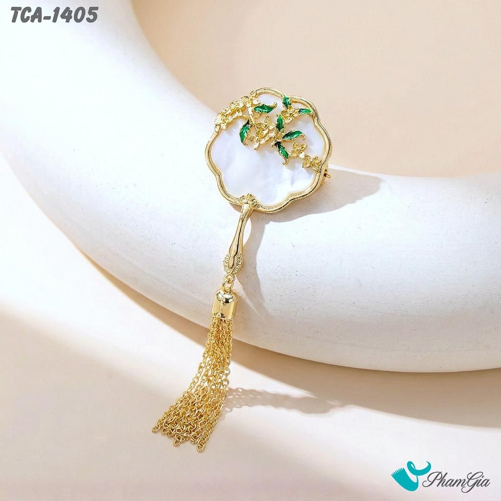 Ghim Cài Áo Quạt Hoa Xà Cừ Phong Cách Vintage (TCA1405)