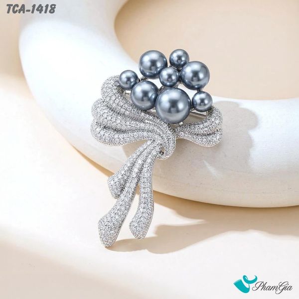Ghim Cài Áo Đóa Ngọc Châu Đính Đá Sang Trọng (TCA1418)