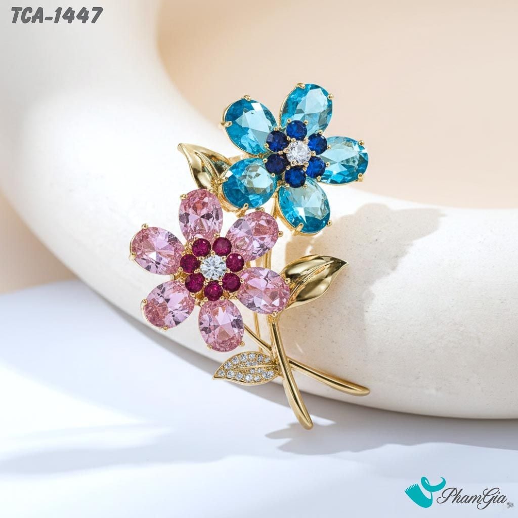 Ghim Cài Áo Hoa Năm Cánh Nạm Ngọc Thanh Lịch (TCA1447)