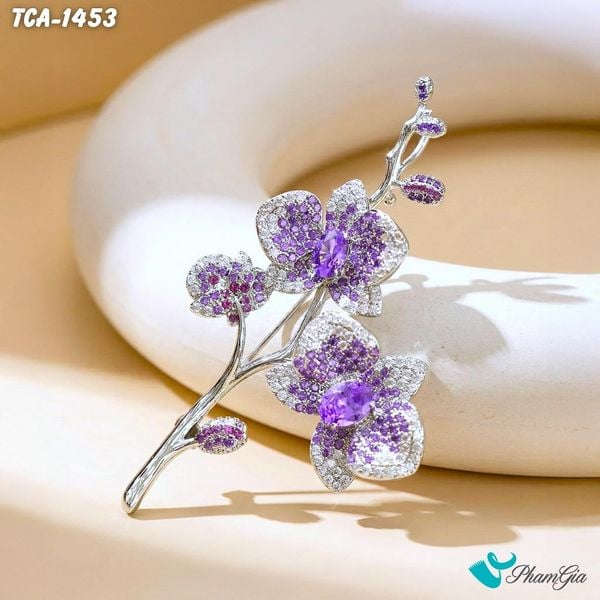 Ghim Cài Áo Hoa Lan Tím Đính Đá Thanh Lịch (TCA1453)