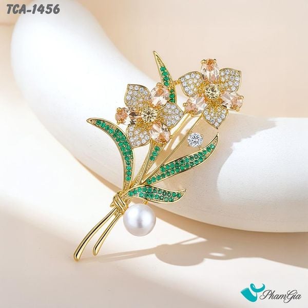 Ghim Cài Áo Hoa Thủy Tiên Vàng Đính Đá Pha Lê Trang Nhã (TCA1456)