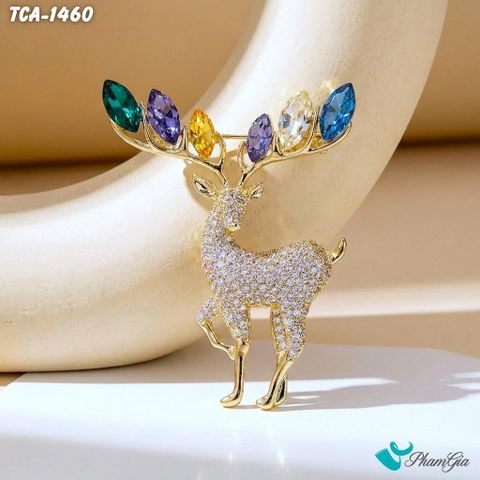 Ghim Cài Áo Nai Vàng Đính Đá Pha Lê Sang Trọng (TCA1460)