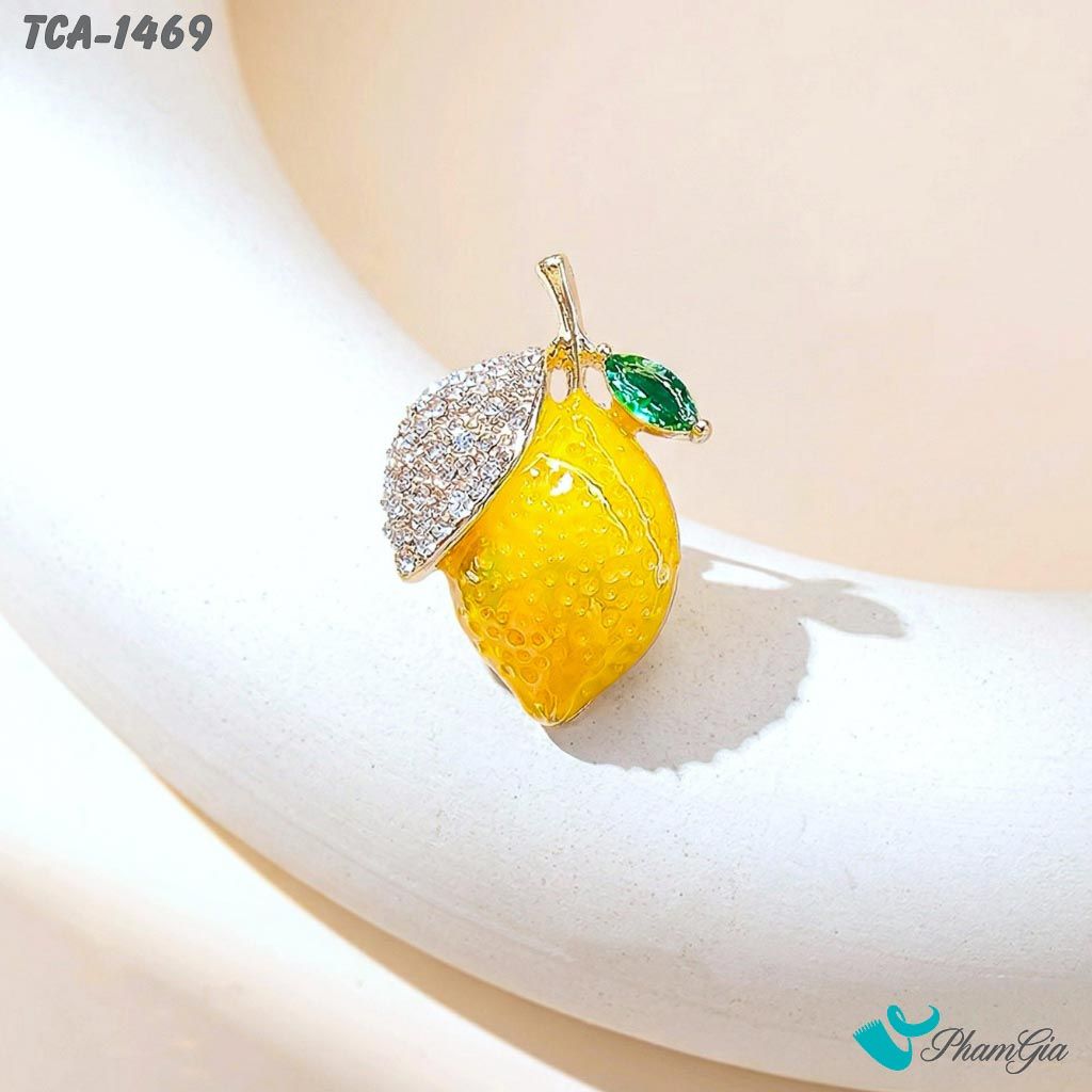 Ghim Cài Áo Chanh Vàng Đính Đá (TCA1469)