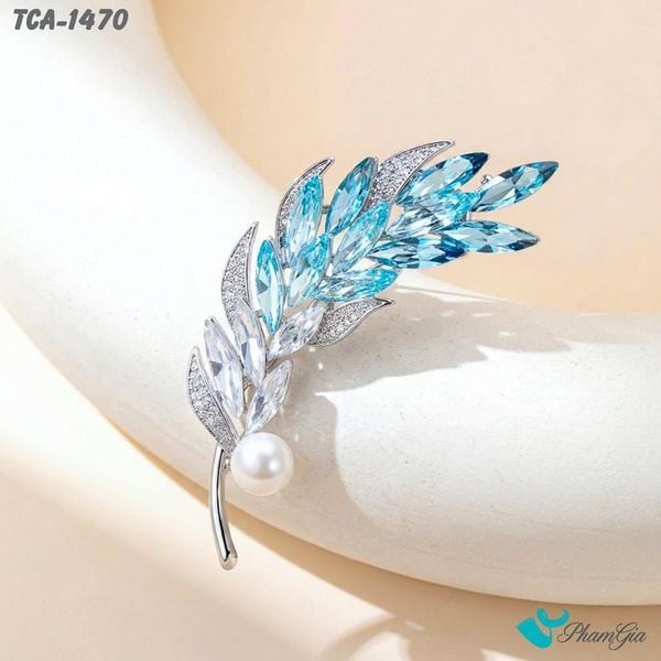 Ghim Cài Áo Bông Lúa Pha Lê Xanh Ombre Thời Trang (TCA1470)