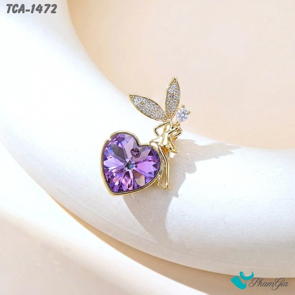 Ghim Cài Áo Tinkerbell Đính Đá Màu Tím Thanh Lịch (TCA1472)