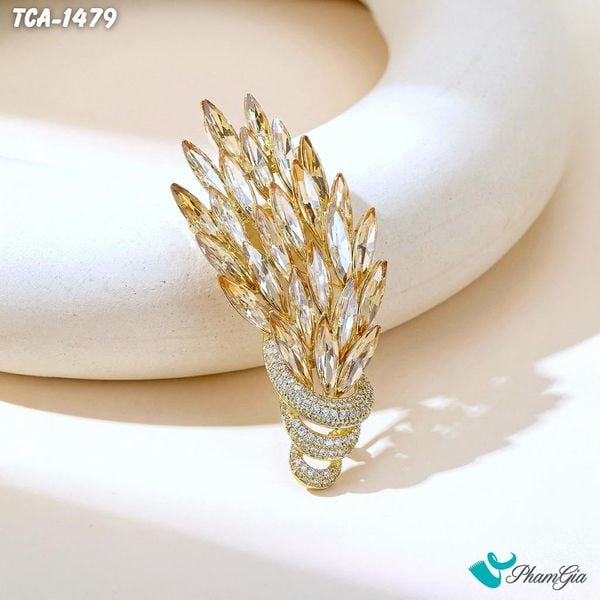 Ghim Cài Áo Lúa Mạch Đính Đá Pha Lê Vàng (TCA1479)