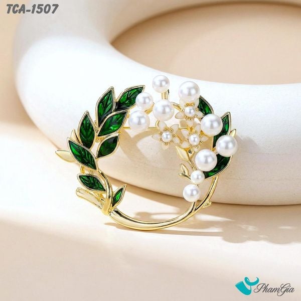 Ghim Cài Áo Vòng Hoa Nguyệt Quế Đính Ngọc Trai Thanh Lịch (TCA1507)