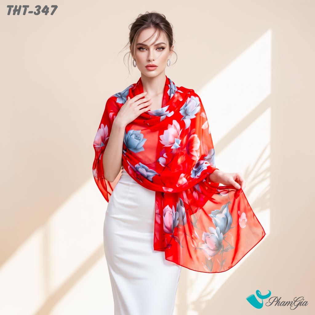 Khăn Choàng Tằm Họa Tiết (THT347)