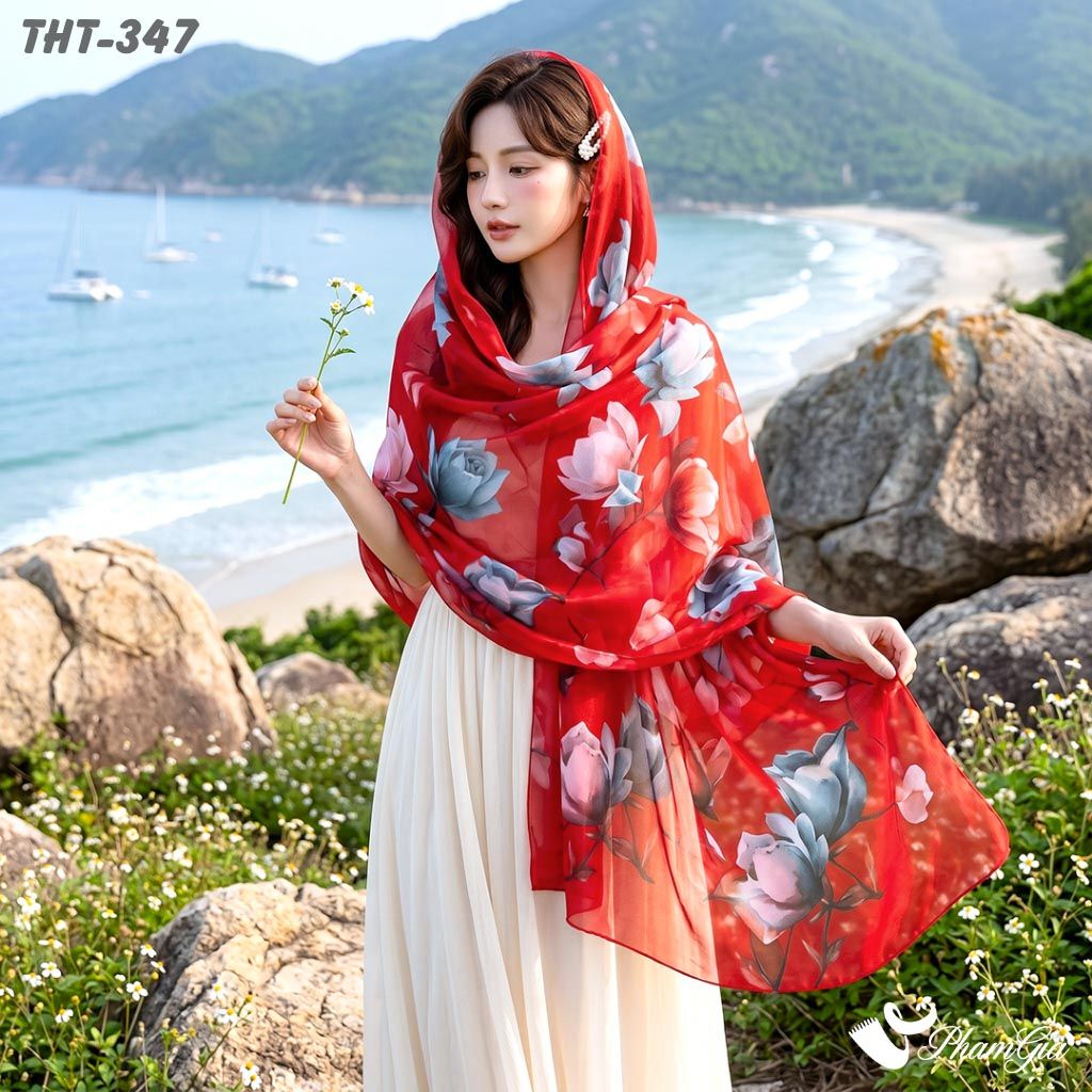Khăn Choàng Tằm Họa Tiết (THT347)