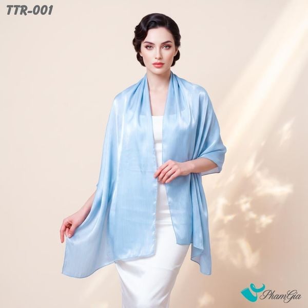 Khăn Choàng Tằm Gân Đơn Sắc Cao Cấp Màu Xanh Baby (TTR001)