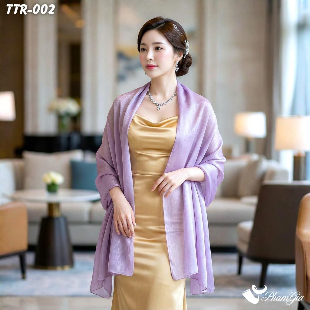 Khăn Choàng Tằm Gân Đơn Sắc Cao Cấp Màu Tím Nho (TTR002)