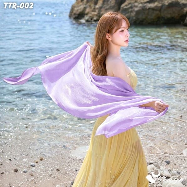 Khăn Choàng Tằm Gân Đơn Sắc Cao Cấp Màu Tím Nho (TTR002)