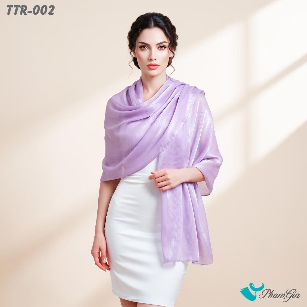 Khăn Choàng Tằm Gân Đơn Sắc Cao Cấp Màu Tím Nho (TTR002)