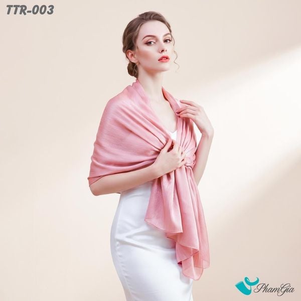 Khăn Choàng Tằm Gân Đơn Sắc Cao Cấp Màu Hồng Ruốc (TTR003)