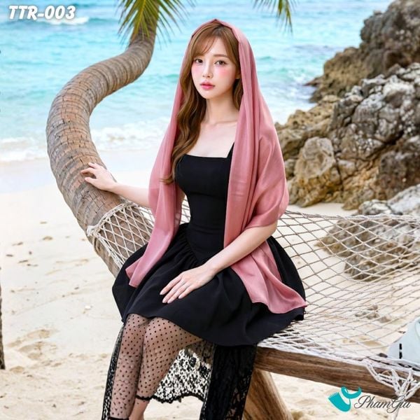 Khăn Choàng Tằm Gân Đơn Sắc Cao Cấp Màu Hồng Ruốc (TTR003)