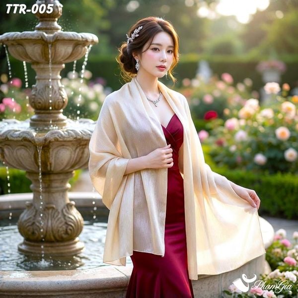 Khăn Choàng Tằm Gân Đơn Sắc Cao Cấp Màu Beige (TTR005)