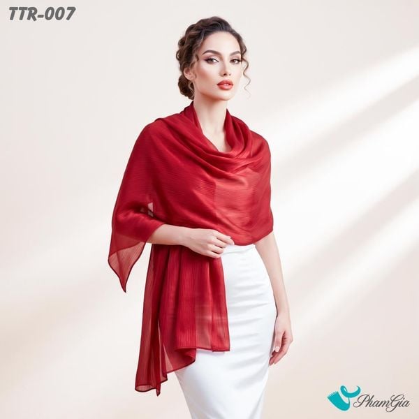 Khăn Choàng Tằm Gân Đơn Sắc Cao Cấp Màu Đỏ (TTR007)
