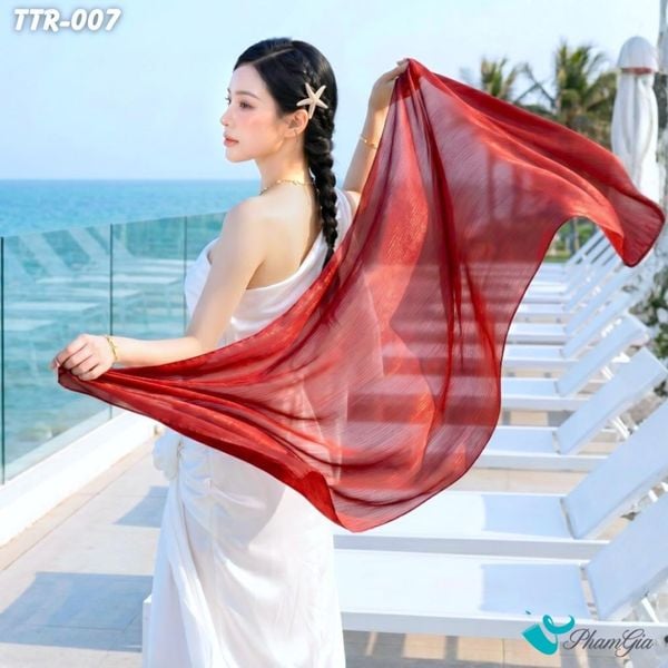 Khăn Choàng Tằm Gân Đơn Sắc Cao Cấp Màu Đỏ (TTR007)