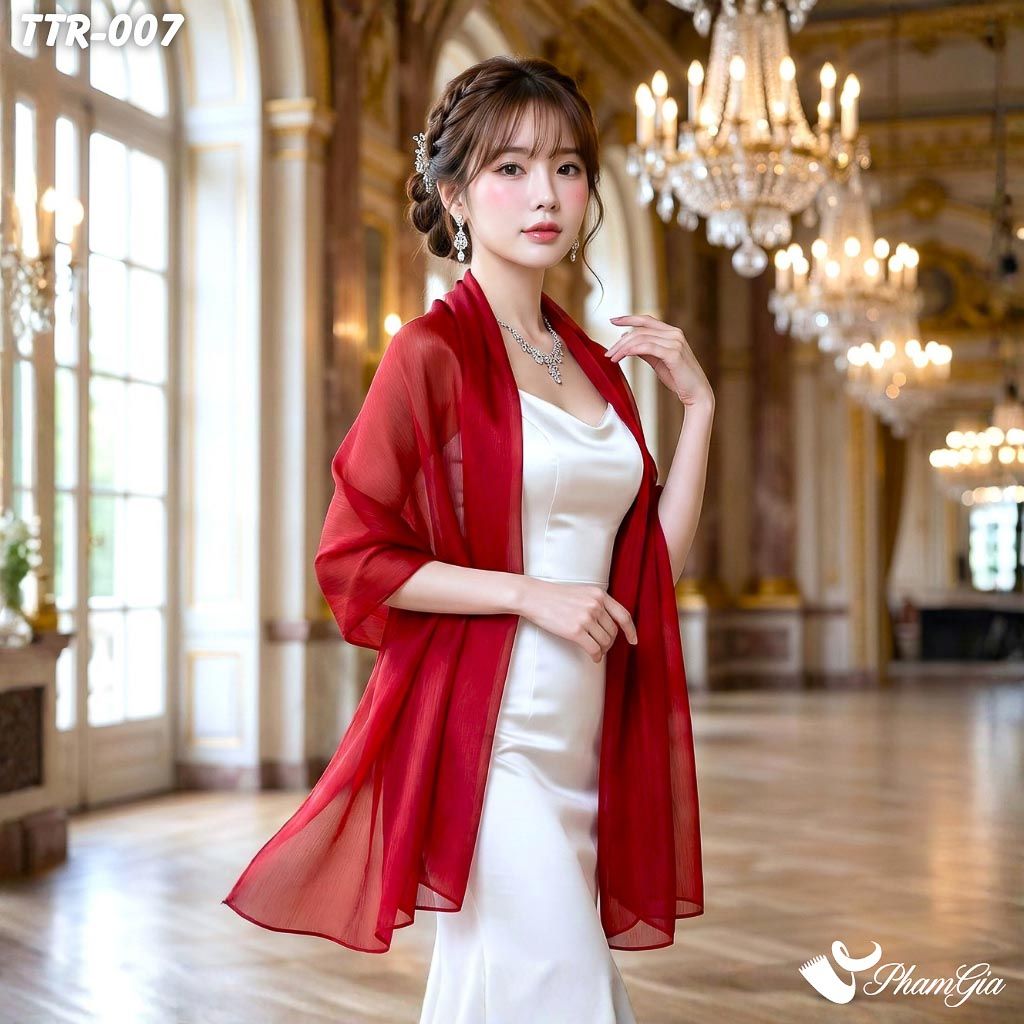 Khăn Choàng Tằm Gân Đơn Sắc Cao Cấp Màu Đỏ (TTR007)