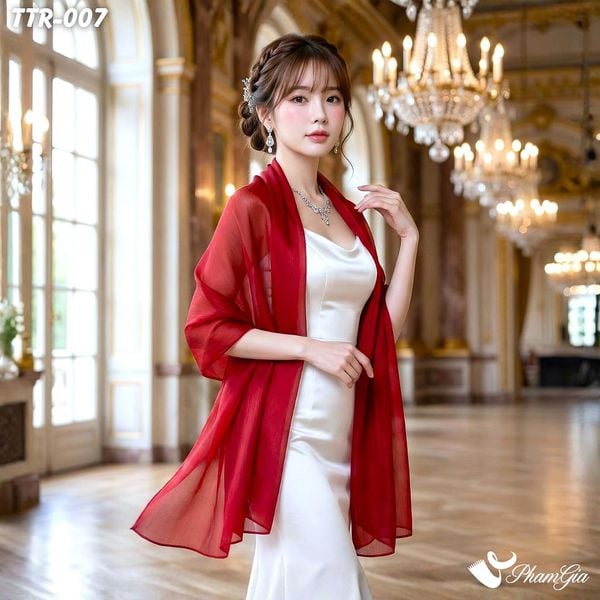 Khăn Choàng Tằm Gân Đơn Sắc Cao Cấp Màu Đỏ (TTR007)