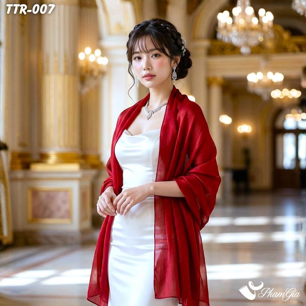 Khăn Choàng Tằm Gân Đơn Sắc Cao Cấp Màu Đỏ (TTR007)