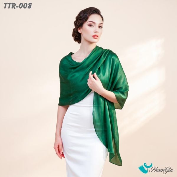 Khăn Choàng Tằm Gân Đơn Sắc Cao Cấp Màu Xanh Lục Bảo (TTR008)
