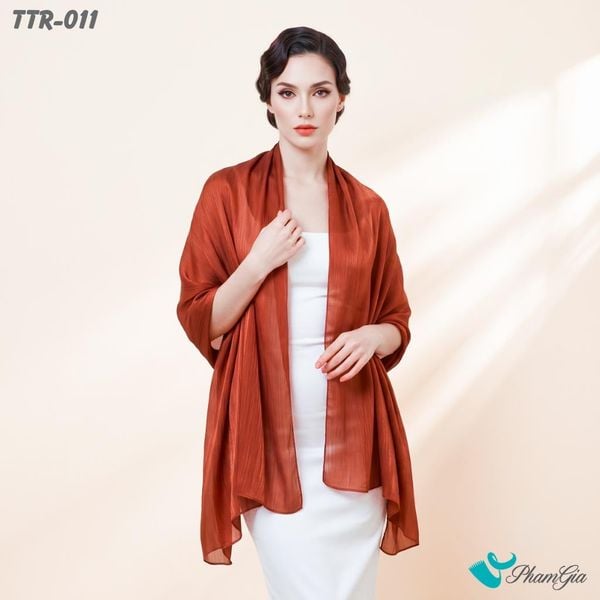 Khăn Choàng Tằm Gân Đơn Sắc Cao Cấp Màu Cam Gạch (TTR011)