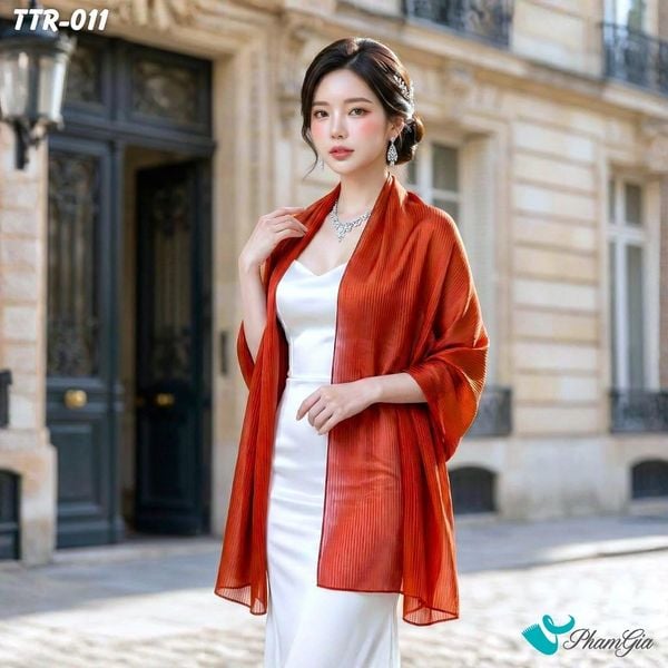 Khăn Choàng Tằm Gân Đơn Sắc Cao Cấp Màu Cam Gạch (TTR011)