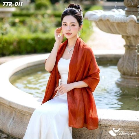 Khăn Choàng Tằm Gân Đơn Sắc Cao Cấp Màu Cam Gạch (TTR011)