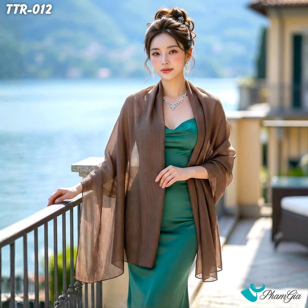 Khăn Choàng Tằm Gân Đơn Sắc Cao Cấp Màu Nâu Đồng (TTR012)
