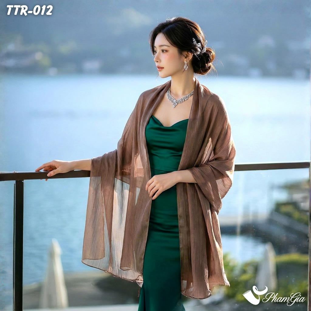 Khăn Choàng Tằm Gân Đơn Sắc Cao Cấp Màu Nâu Đồng (TTR012)
