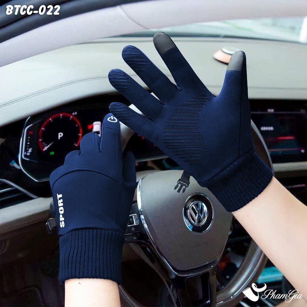 Găng Tay Mùa Đông Lót Lông Giữ Ấm Cao Cấp Chất Liệu Trượt Nước Màu Xanh Navy (BTCC022)