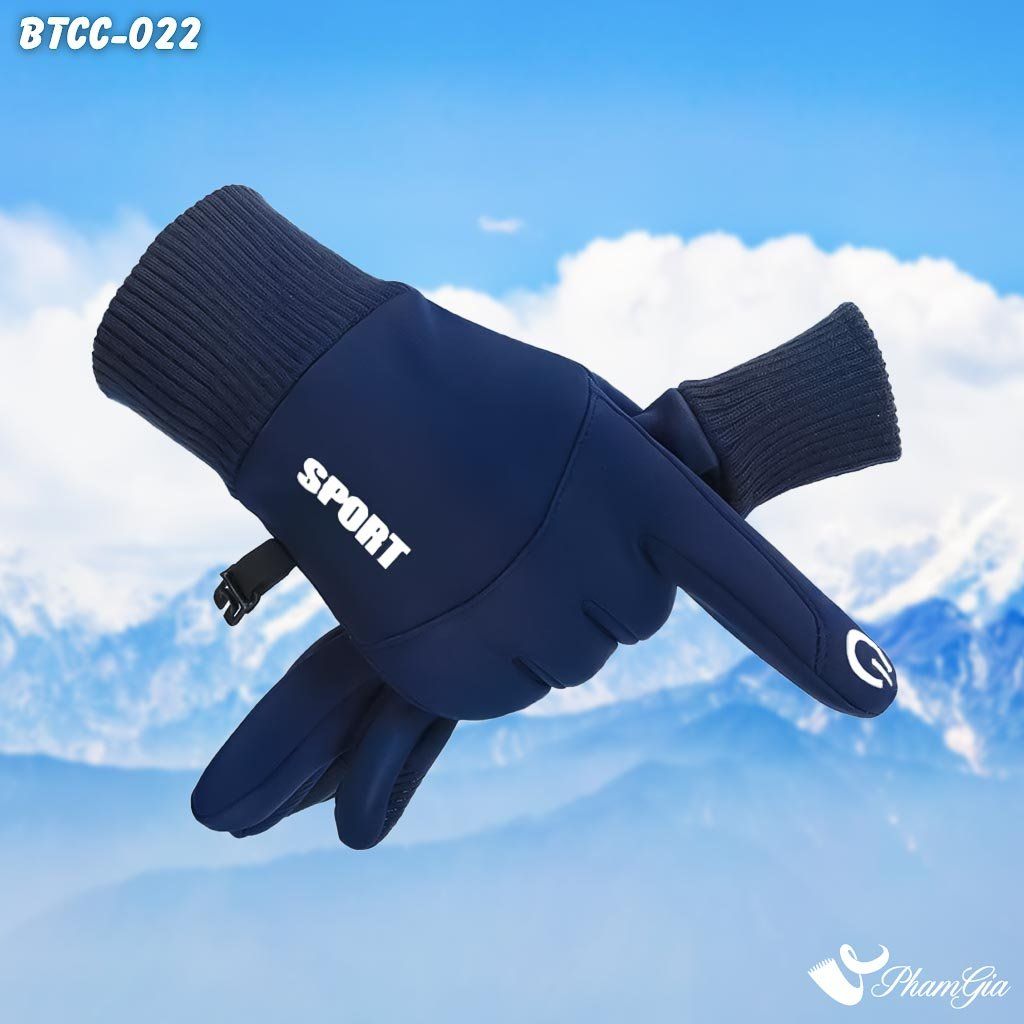 Găng Tay Mùa Đông Lót Lông Giữ Ấm Cao Cấp Chất Liệu Trượt Nước Màu Xanh Navy (BTCC022)