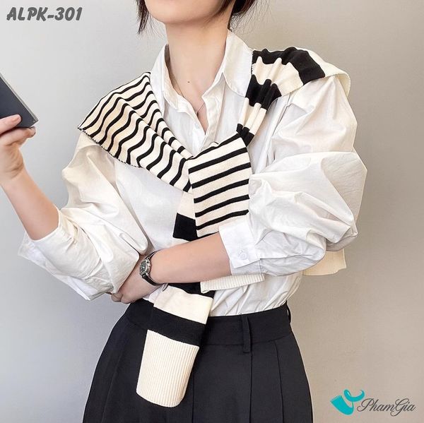 Vạt Áo Thời Trang Phong Cách Hàn Quốc Cao Cấp Màu Trắng (ALPK301)