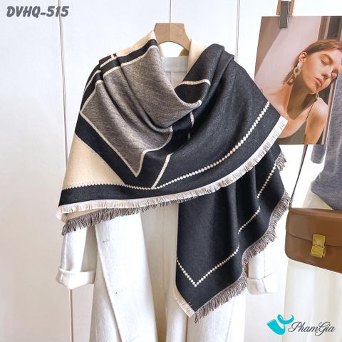 Góc Thẳng Khăn Choàng Dạ Cashmere Vuông Phong Cách Hàn Quốc Phiên Bản Mới Họa Tiết Lập Thể Đen - Beige