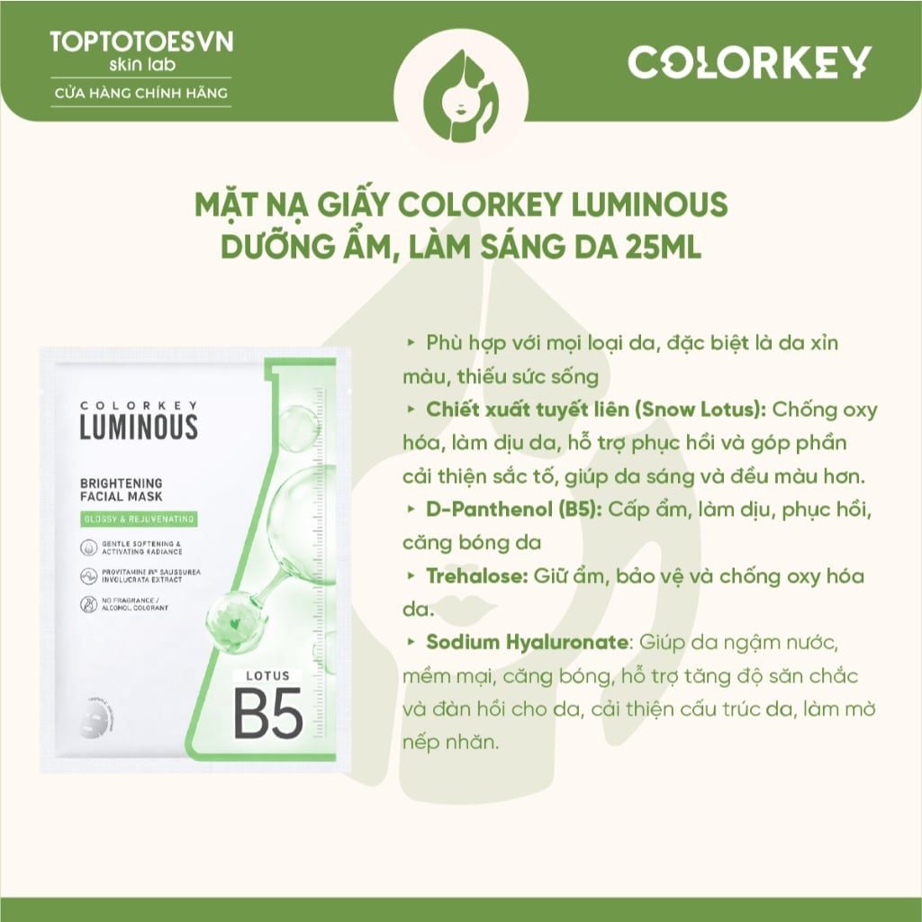 Mặt nạ dưỡng ẩm Colorkey 25ml - COLORKEY HYDRATING FACIAL MASK