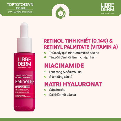 Serum hỗ trợ tái tạo, chống lão hoá da LIBREDERM SERUM PRO RETINOL B3 ANTI-WRINKLE INTENSIVE SERUM - 40ML