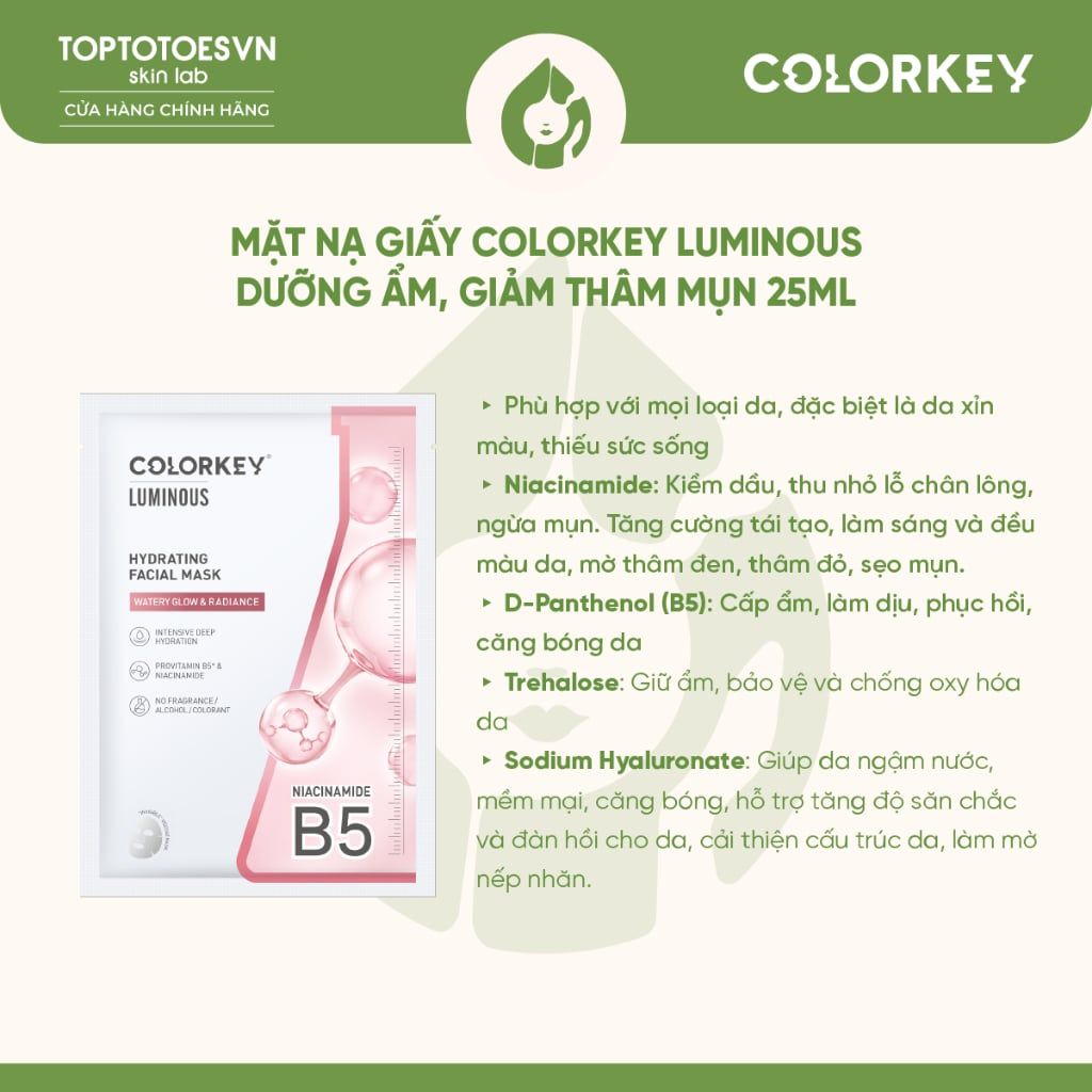Mặt nạ dưỡng ẩm Colorkey 25ml - COLORKEY HYDRATING FACIAL MASK