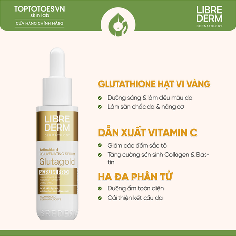 Serum hỗ trợ làm chậm quá trình lão hoá, trẻ hoá da LIBREDERM SERUM PRO GLUTAGOLD ANTIOXIDANT SERUM FOR SKIN RENEWAL - 40ML