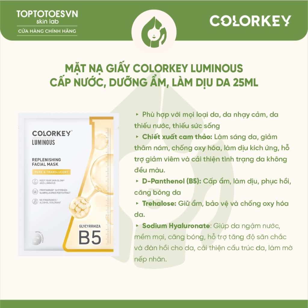 Mặt nạ dưỡng ẩm Colorkey 25ml - COLORKEY HYDRATING FACIAL MASK