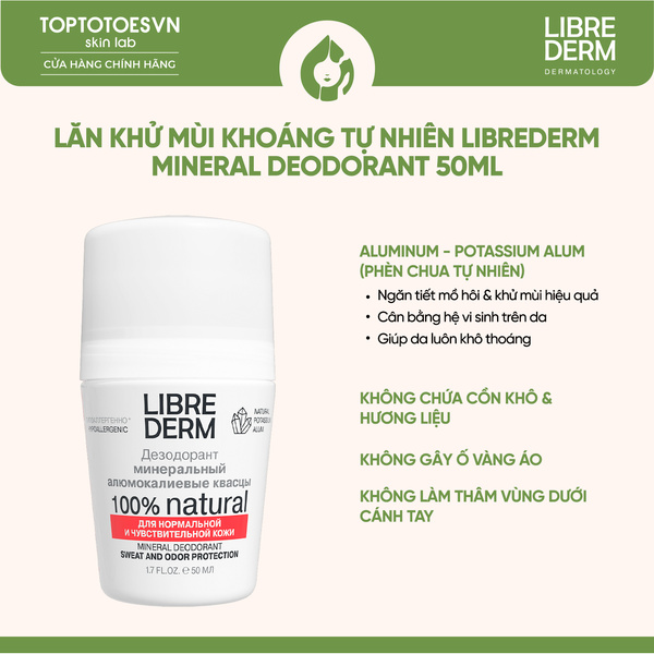 Lăn khử mùi khoáng tự nhiên LIBREDERM MINERAL DEODORANT - 50ML (trắng)