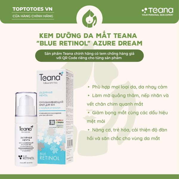 Kem dưỡng vùng mắt Teana Rejuvenating Eye Cream Azure Dream với Blue Retinol