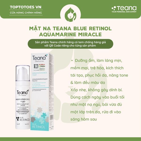 Mặt nạ ngủ Teana Rejuvenating Mask Aquamarine Miracle với Blue Retinol