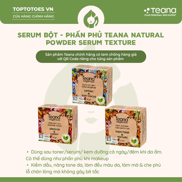 Serum bột - phấn phủ Teana Vegenius 100% Natural Powder Serum 20g